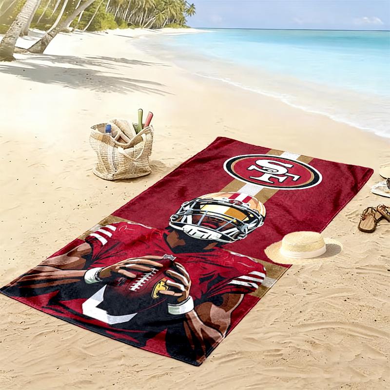 San Francisco 49ers Print Strandtuch, Großes Weiches Schnelltrocknendes Handtuch für Strand Camping Schwimmen