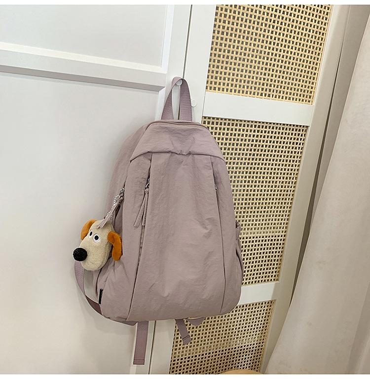 Schoolbag Korean ins Lazy Wind School Bag Female Solid Color Versatile Travel Lightweight Backpack College Student Class Leisure Backpack