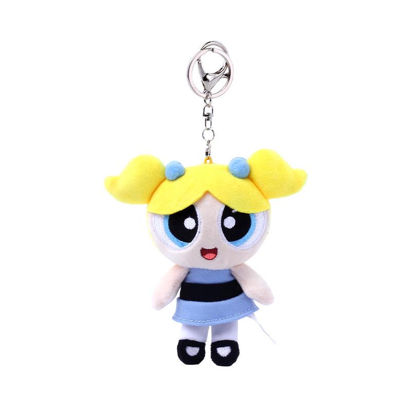 Powerpuff Girls Bubbles Plush Keychain - Cute Cartoon Doll for New Year Gift