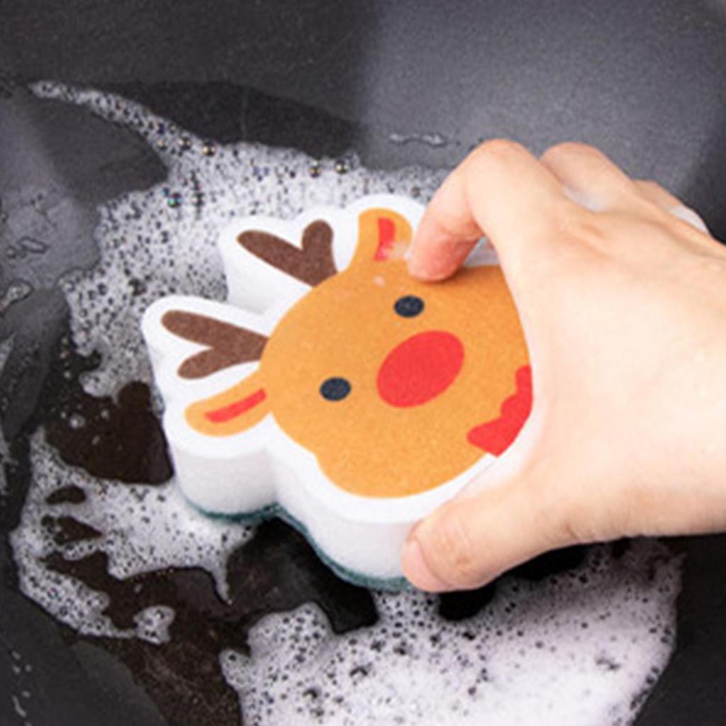 Household Cleaning Sponges Kitchen Cleaning Sponge Christmas Snow Dishwashing Cleaner Dish Cleaning Sponges for Pan Pot Bakeware
