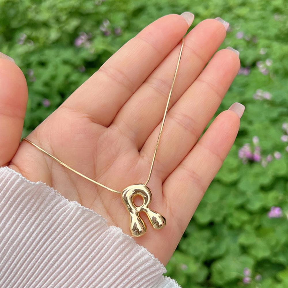 18K Gold Copper-Plated A-Z Balloon Bubble Alphabet Pendant Necklace, 2024 Stylish Glossy Design.