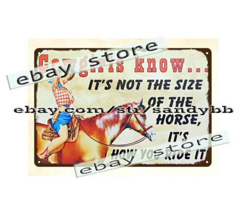 not the size of horse Cowgirl Riding Horse metal tin sign man cave club shopAluminum 20x30cm(7.8x11.8inch)