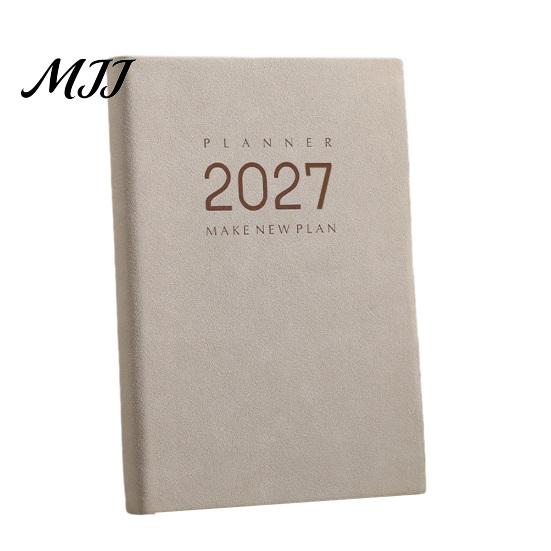 Flat Lay Writing Notebook 2027 Daily Monthly Planner Agenda, Vintage Sheepskin Texture Cover, Professional Business Journal Thick Paper Book