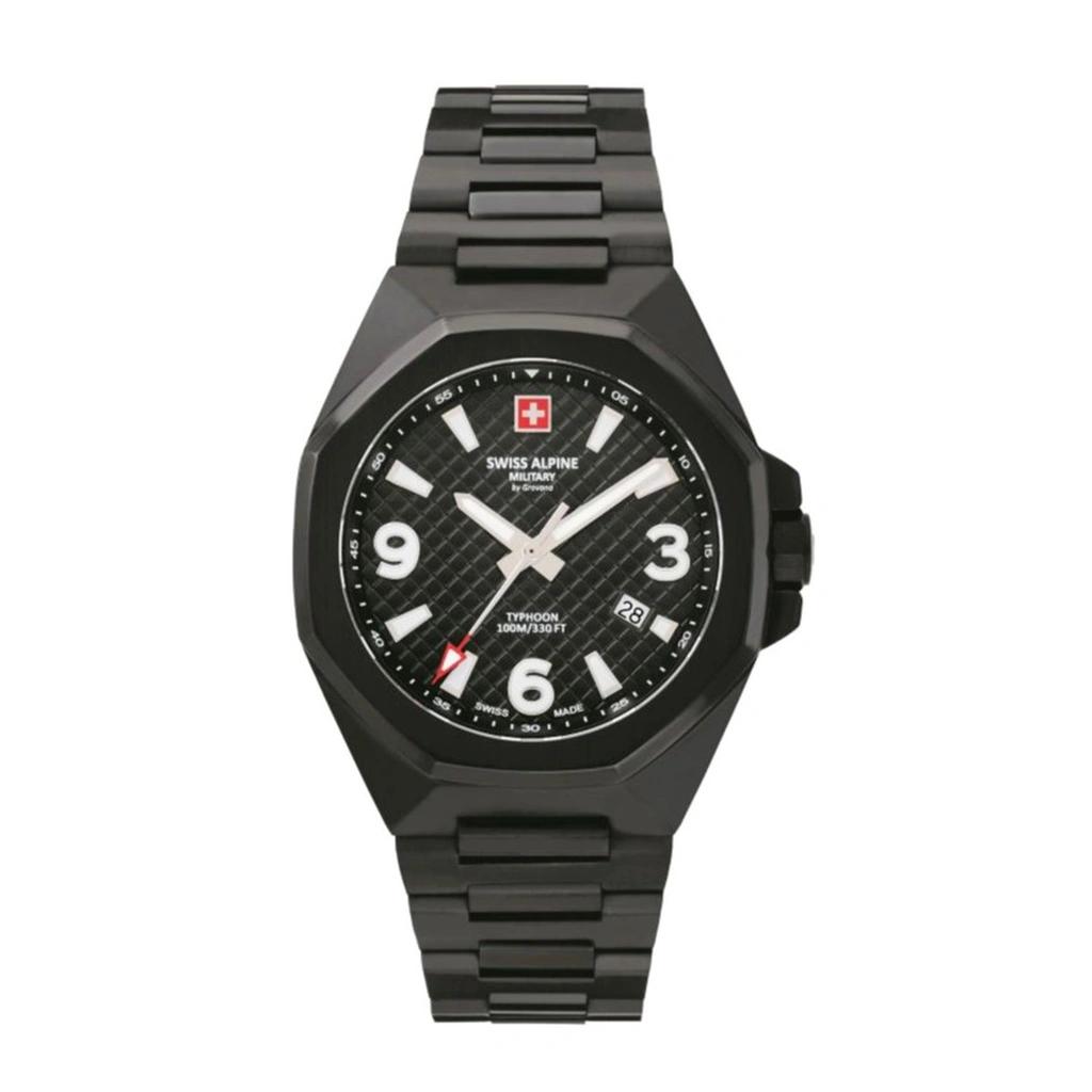 

Мужские часы Swiss Alpine Military Typhoon из нержавеющей стали, кварцевые, с черным циферблатом, 7005.1177, 100 м чёрный