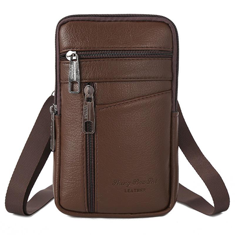 Nuova borsa a tracolla grande capacità cordino marsupio pelle PU sport all'aperto borsa a spalla multifunzionale borsa per cellulare da uomo