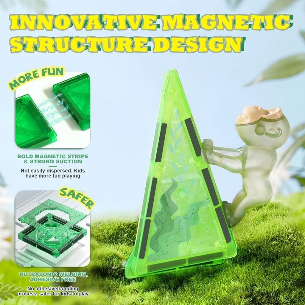 Magnetisches Baustein-Set, 90 Teile, Thema Waldtiere, Lernspielzeug für Kinder, Fördert Feinmotorik & Vorstellungskraft