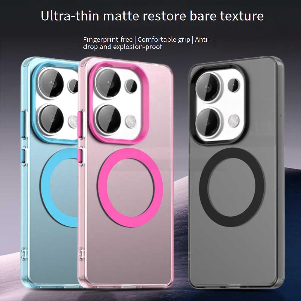 Magsafe Matte Phone Case For Xiaomi Poco M6 Pro 4G M6 Plus 5GProtective Case Magnetic Wireless Charging Shockproof Back Cover
