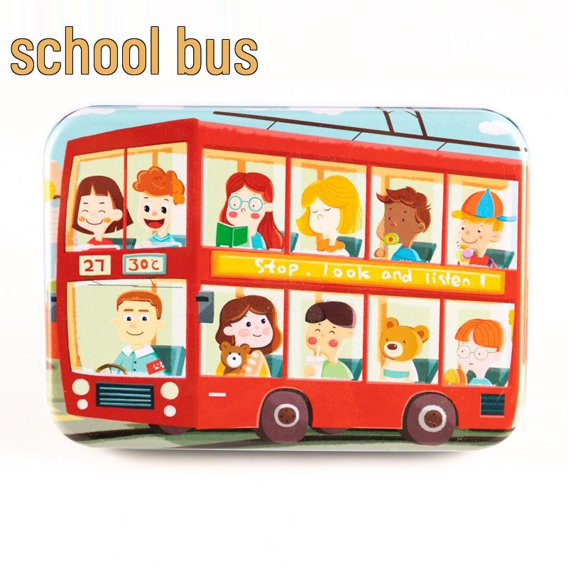 120-teiliges Holz-Cartoon-Puzzle in Blechdose für Kinder von 0-6 Jahren