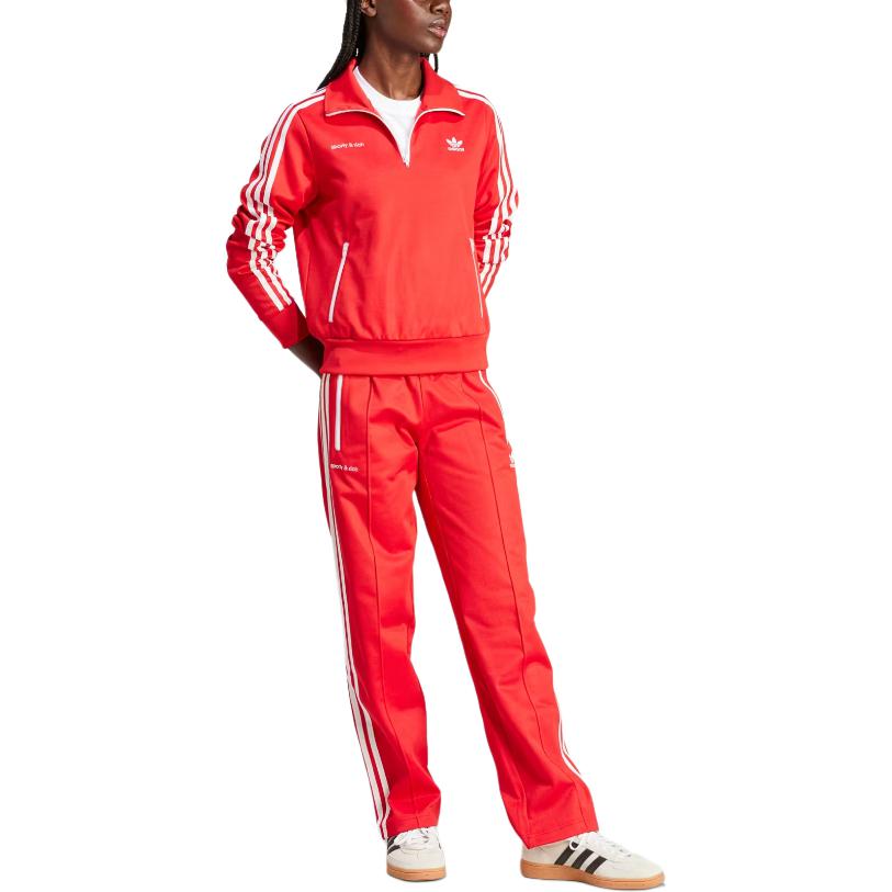 Adidas Originals Sporty & Rich Collaboration SS24 Brand Logo Letter Pattern Striped Pullover Jacket Women Jacket Red JD3766