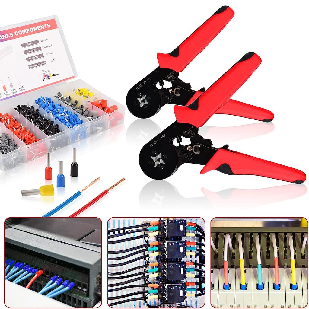 Wire Ferrules Crimpers Pliers Kit  Ratchet Tools with Terminals Connectors AWG24-10 wiring connectors