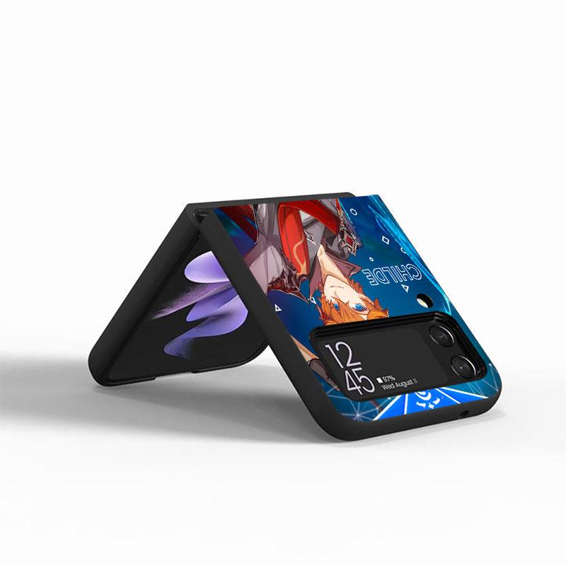 Genshin Impact Game Case für Samsung Galaxy Z Flip 4 Z Flip 3 5G ZFlip3 ZFlip Flip3 ZFlip4 zflip Schutztasche Schwarze Abdeckung