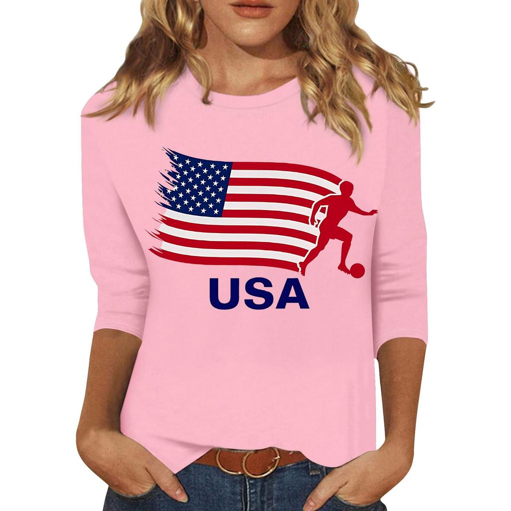 Modischer Lässiger Damen-Pullover mit Dreiviertelärm und 250. Unabhängigkeitstag-Aufdruck