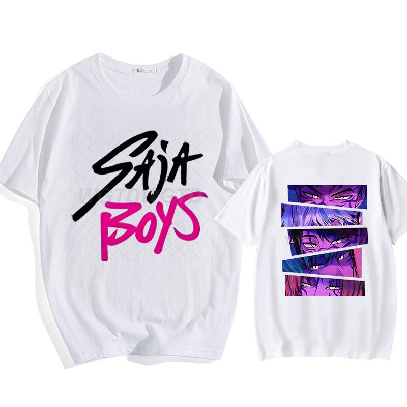 Summer Comfortable Soft KPop Peripheral Anime Cartoon Printed Pure Cotton T-shirt Men Women Casual Round Neck Short Sleeved T-shirt