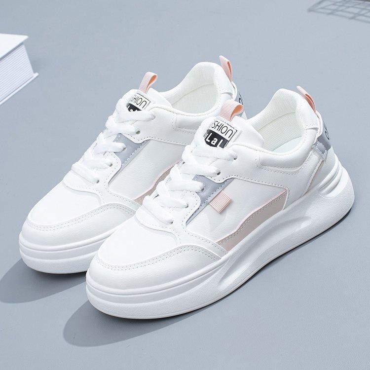 Fashion Y2K Sweet - Edgy Color - Block Platform White Sneakers | Yellow - Blue Paneled Lace  Up Light  Sport Casual Shoes