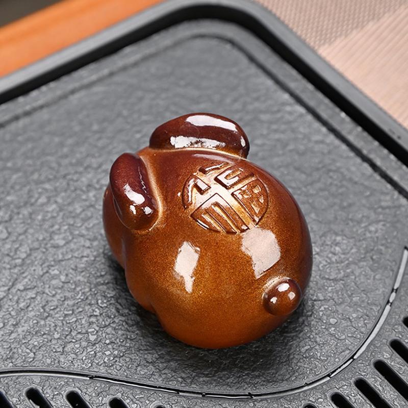 Color Changing Tea Pet White Rabbit Golden Rabbit Tea Table Accessories Color-Changing When Heated, Decoration Ornaments