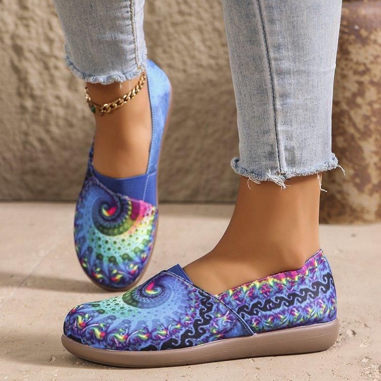 Women'S Colorful Stars Flats, Lightweight Flat Slip on Loafers, Comfort Footwear for Daily Wear, Summer Casual Shoes for Independence Day