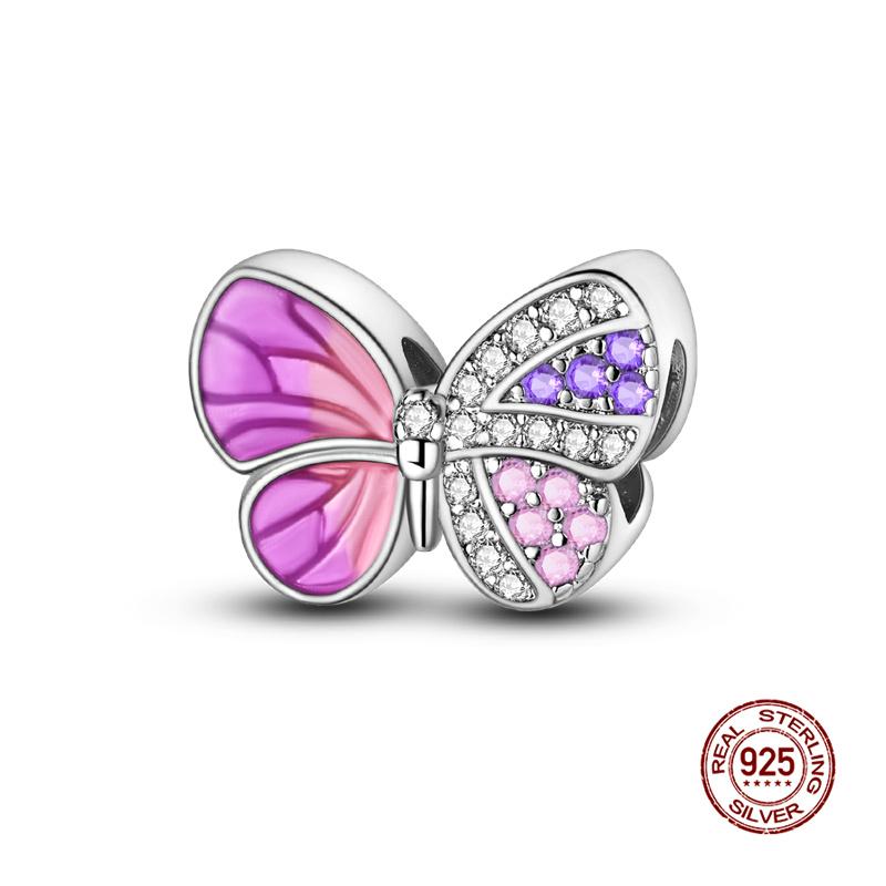 Charms Copper Blue Butterfly & Puppy Charms Beads Fits 3Mm Original Bracelet Necklace Womens Diy Fine Jewelry Gifts