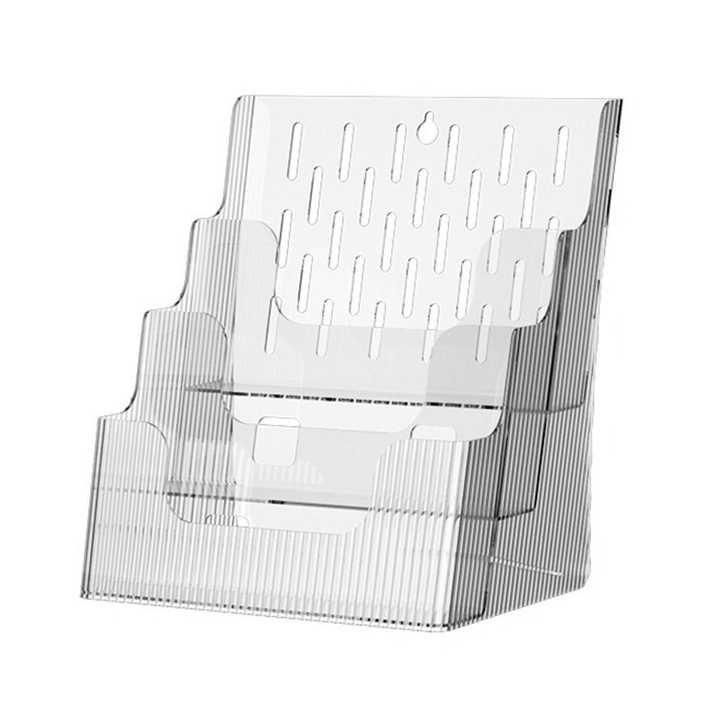 Clear Brochure Display Holder 3 Tiers Desktop Book Stand Pamphlet Flyer Organizer  Study Room