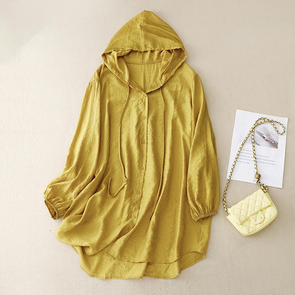 Women's Lightweight Hooded Sun Protection Jacket Long Sleeve Zip Up Cardigan Loose Fit Outerwear for Outdoor Activities
