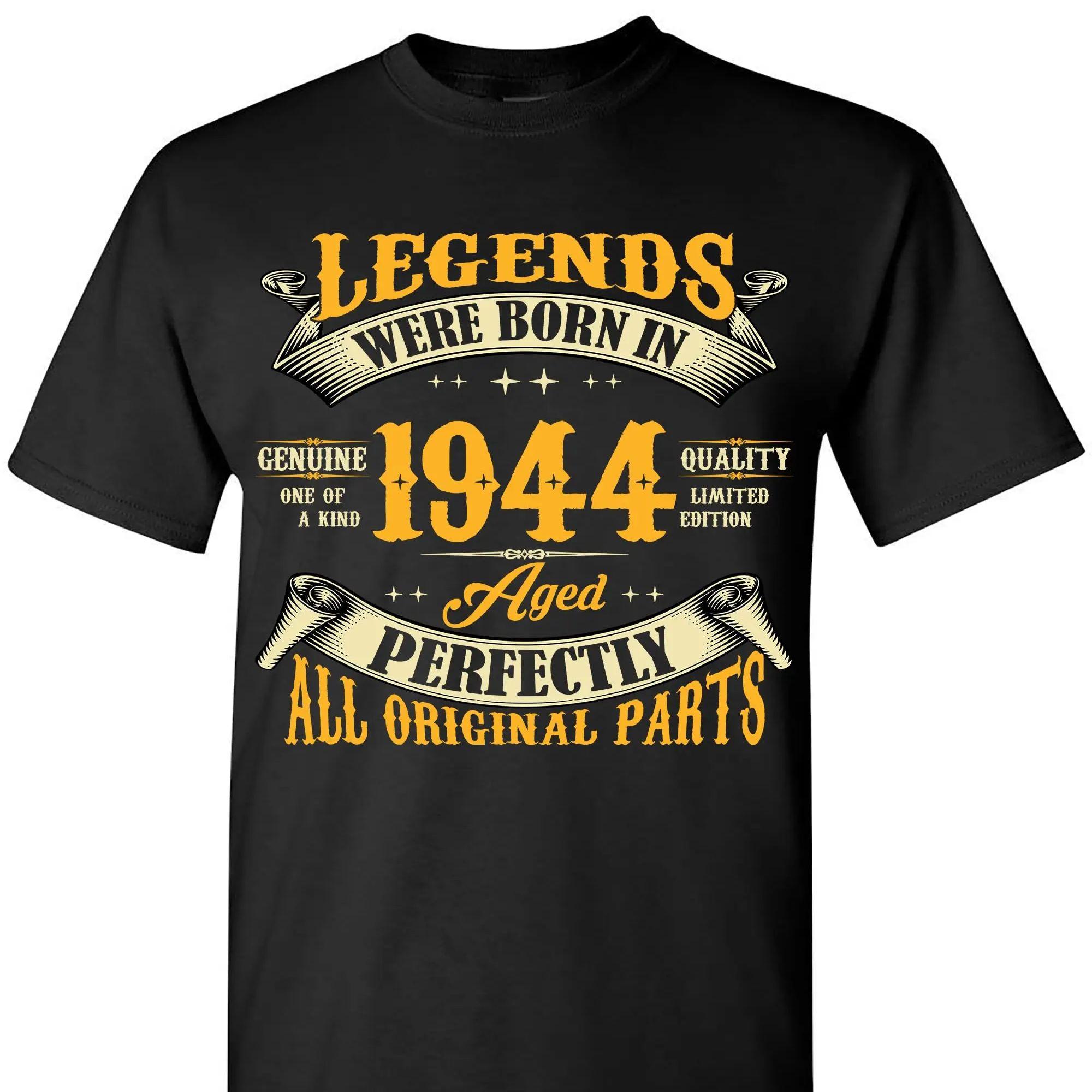 

80th Birthday Shirt for Men, Legends were Born in 1944 Vintage 80 Years Old Tee T-Shirt Fashion Cotton O-Neck Tees 50708 S
