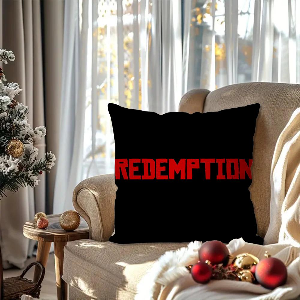 Games Red D-Dead R-Redemption 2 Pillow Case Square Pillow Bedroom Sofa Leisure Comfort Cushion Living Room Home Decoration 40X40