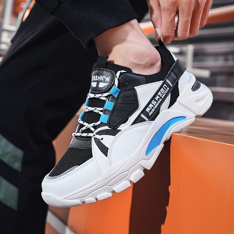 Men s Colorblock Chunky Sneakers Breathable Mesh Non-slip Casual Sports Shoes 36