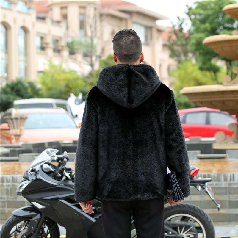 Lässiger Nerzimitat, verdickter und warmer Herren-Pelzmantel, Pelzmantel, Nerzpelzmantel, Herren-Winterkleidung