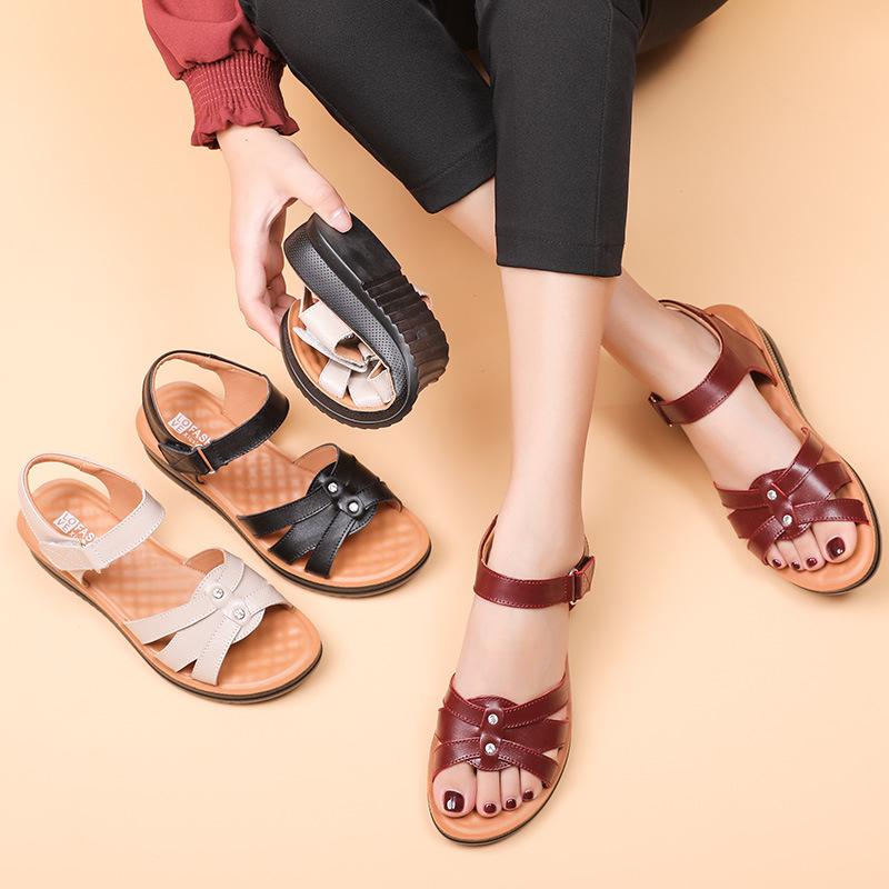 

Women s Female Ladies Mother Genuine Leather Sandals Platform Shoes Non Slip Summer Cool Beach Hook Loop Plus Size 42 43 43 чорний