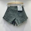 Autumn new street trend pants, old washed denim hot pants, wide-leg shorts, women's cross-border trend