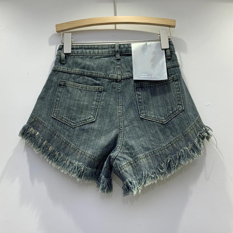 Autumn new street trend pants, old washed denim hot pants, wide-leg shorts, women's cross-border trend
