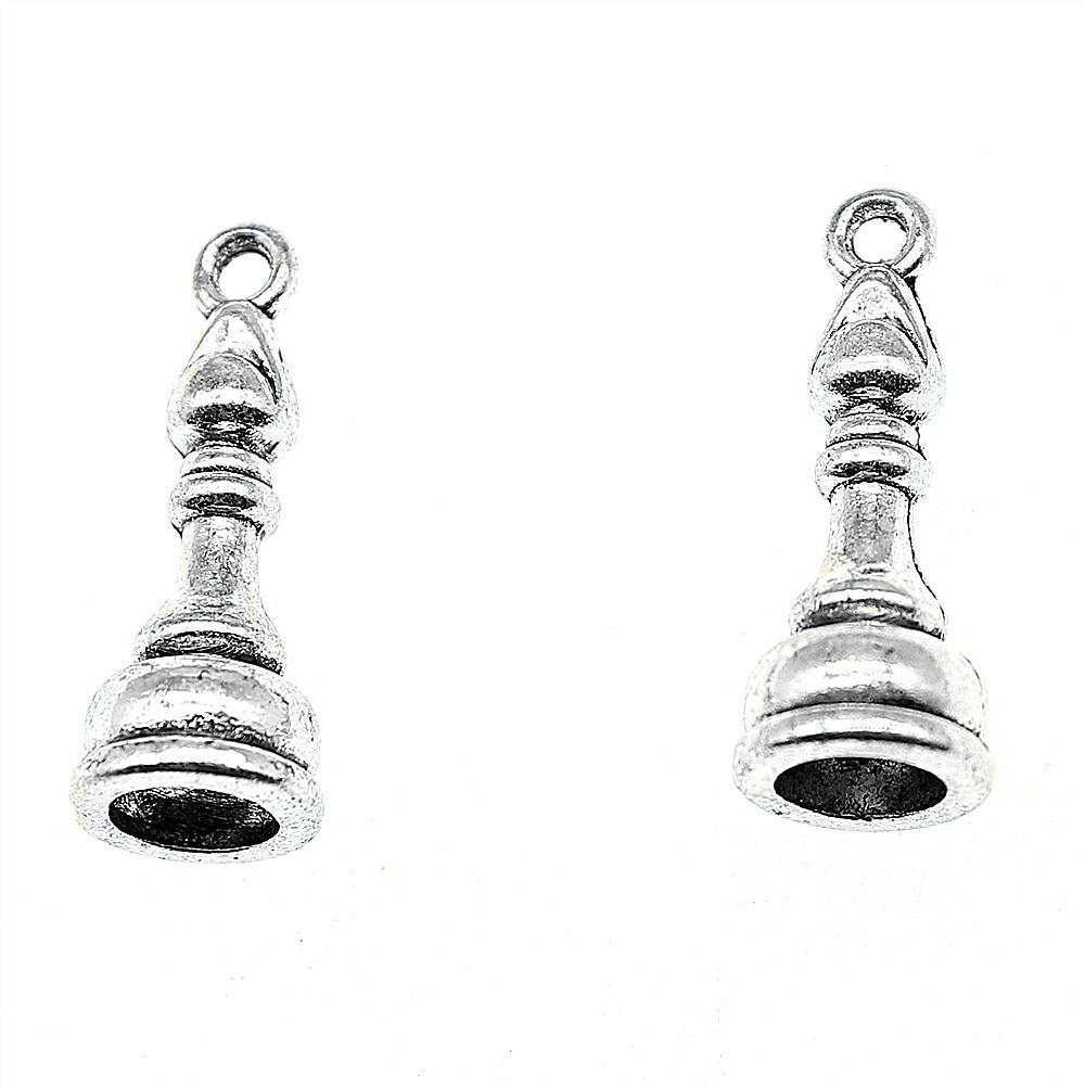 

12шт Шахматы Епископ Амулеты Античное серебро Цвет Цинковый сплав 20X8mm
