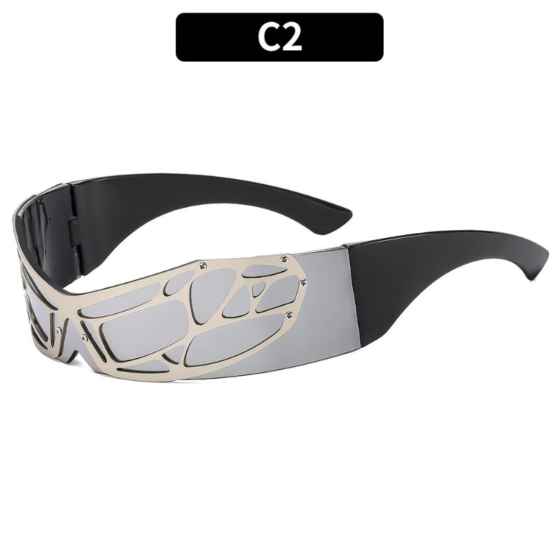 Woman Men' Futuristic Punk-Hip-Hop Glasses - Bold Geometric Rimless Frame & Gradient Suitable for Party, Casual Wear, Hip-Hop,