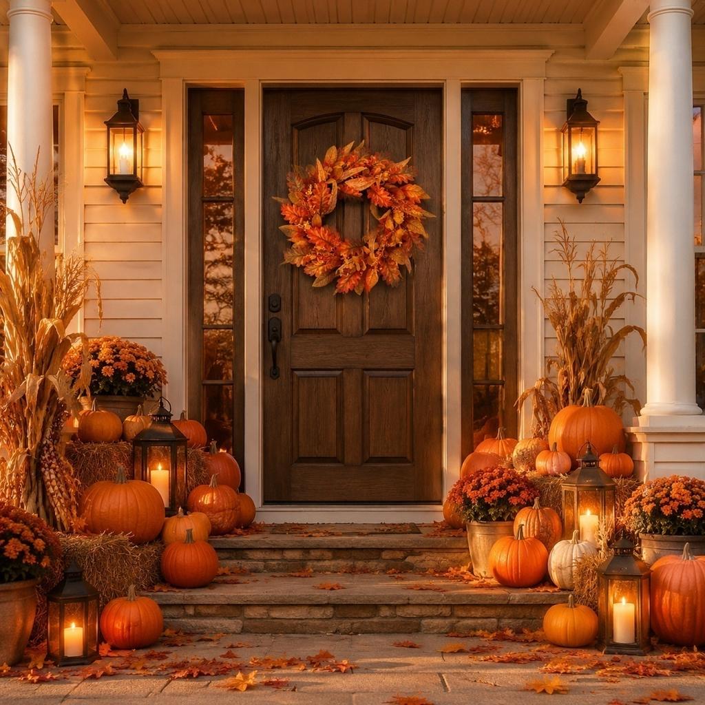 50cm Autumn Leaf Wreath Front Door Decoration Thanksgiving Fall Harvest Festival Seasonal Home Decor Artificial Leaf Garland