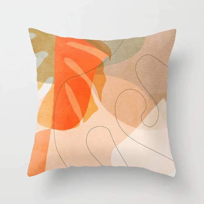 Decorative Home Pillow Case Cushion Covers  Nordic    Pink Red Morandi Geometric Abstract  Yellow
