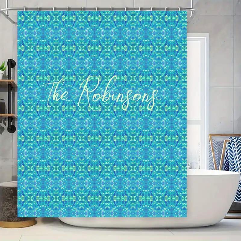 Personalized Shower Curtain Set with Custom Name Water-resistant Printed Fabric for Bathroom Decorations Easy Installation in Mu