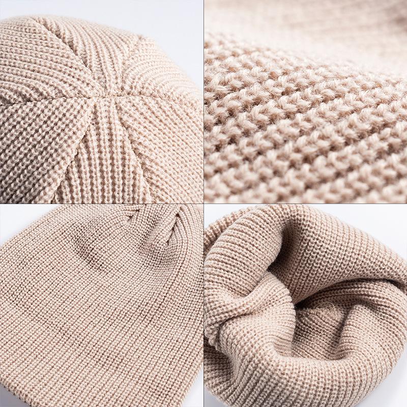 New Knitted Hat White Wine Black Navy Red Warm Short Women Mens Girls Thick Cap Woolen Beanie Hat