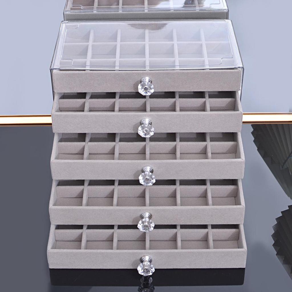 3-Tier/5-Tier Large Capacity Flocking Jewelry Organizer Box