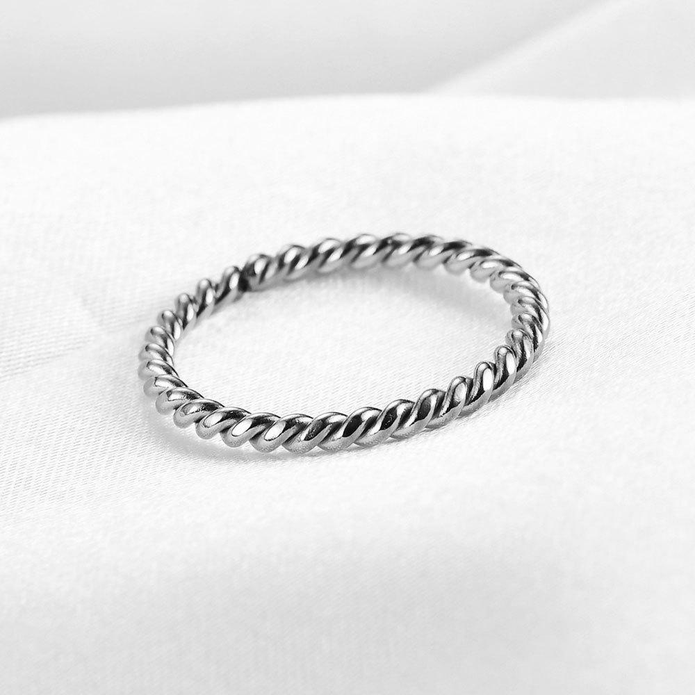 Trendy 2MM Tri-Color Stainless Steel Ribbed Ring