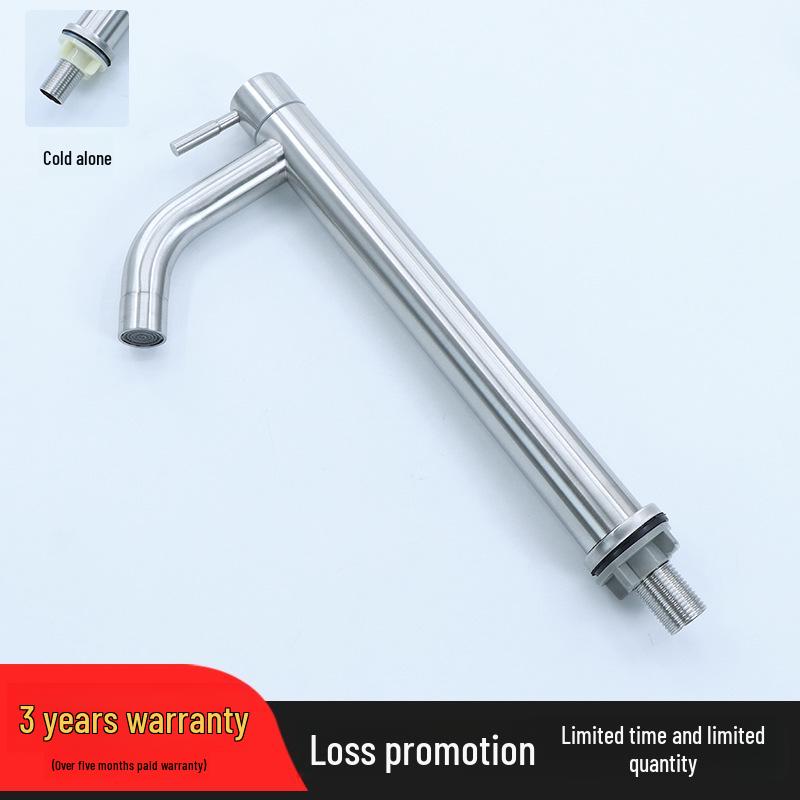 304 Stainless Steel Tall Single Cold Bathroom Faucet