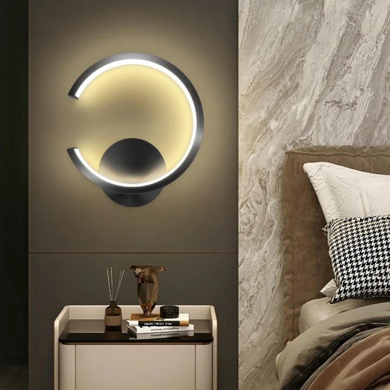 Modern LED Wall Lamps Minimalist Semicircular Aluminum Sconces For Living Room Bedroom Bedside Dining Rooms Illumination Fixture