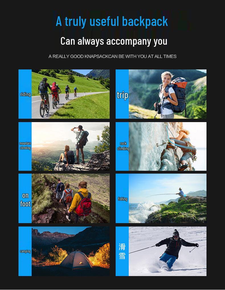 Unisex Outdoor Hiking Backpack - Large Capacity, Nylon Straps, Color Block Design