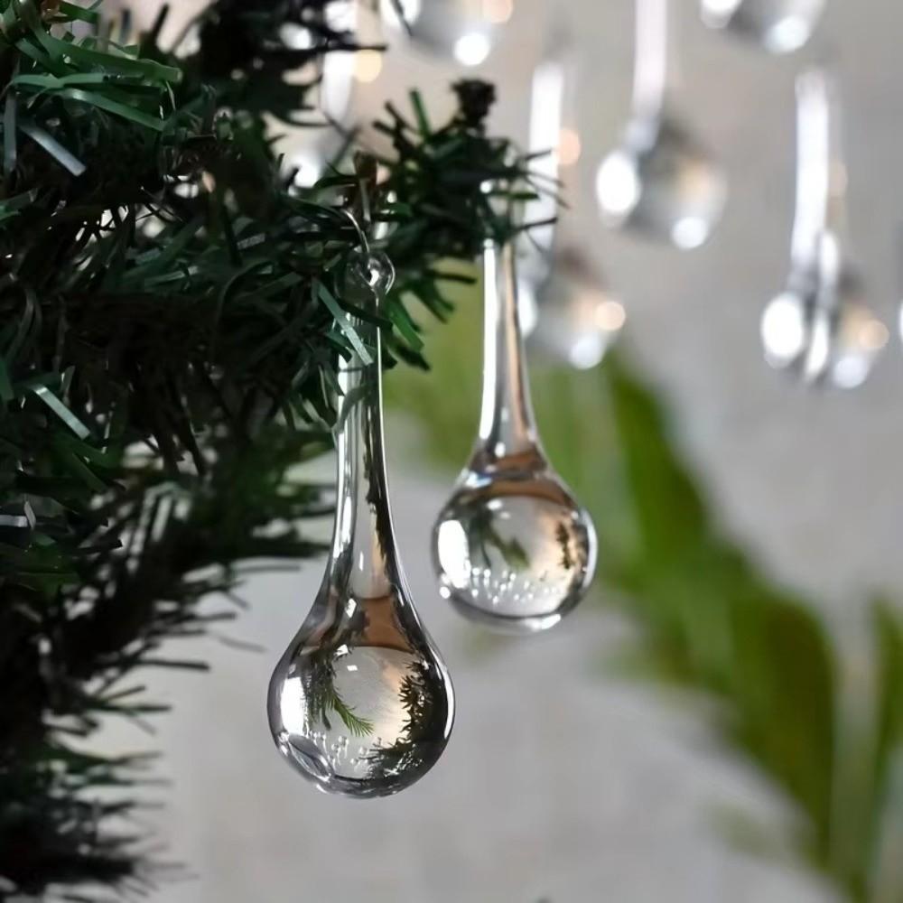 10pcs Clear Christmas Tree Ornaments Waterdrop Hanging Decorations Party Backdrop Decor
