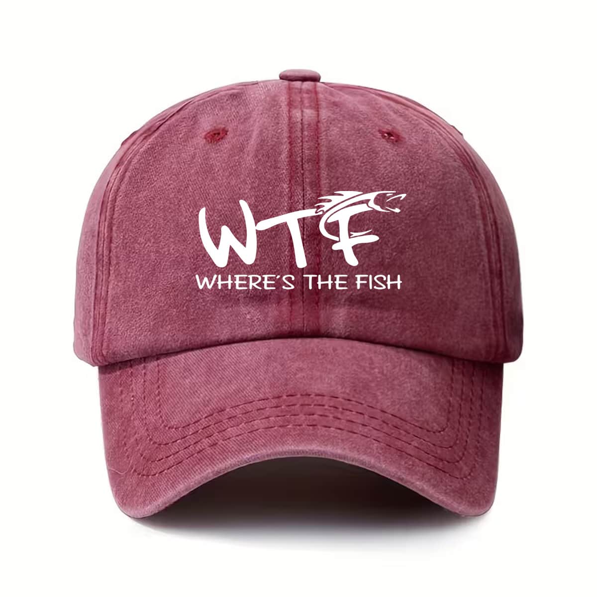 

Unisex Baseball Cap with WTF WHERE S THE FISH Dragon Graphic Adjustable Outdoor Lounge Hat кларет