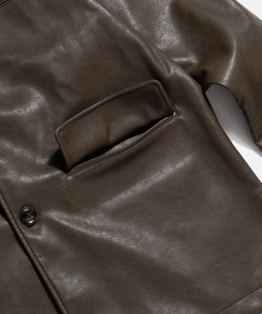 Espionage Car Coat (Faux Leather) Dark Brown