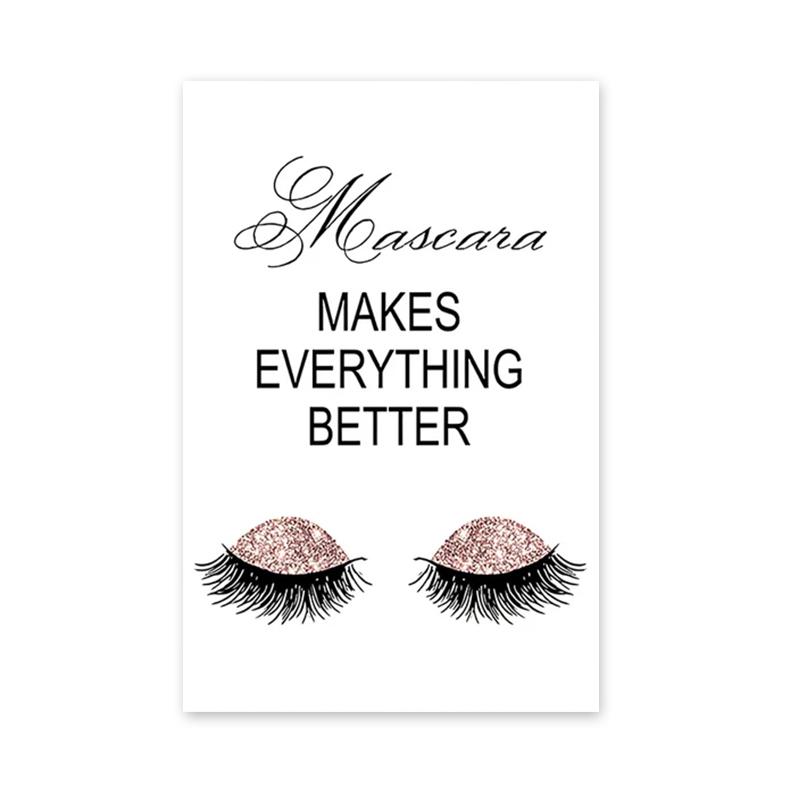 Fashion Pink Flower Perfume Eyelash Lip Makeup Poster Print Girl's Room Canvas Painting Wall Art Picture for Beauty Salon Decor