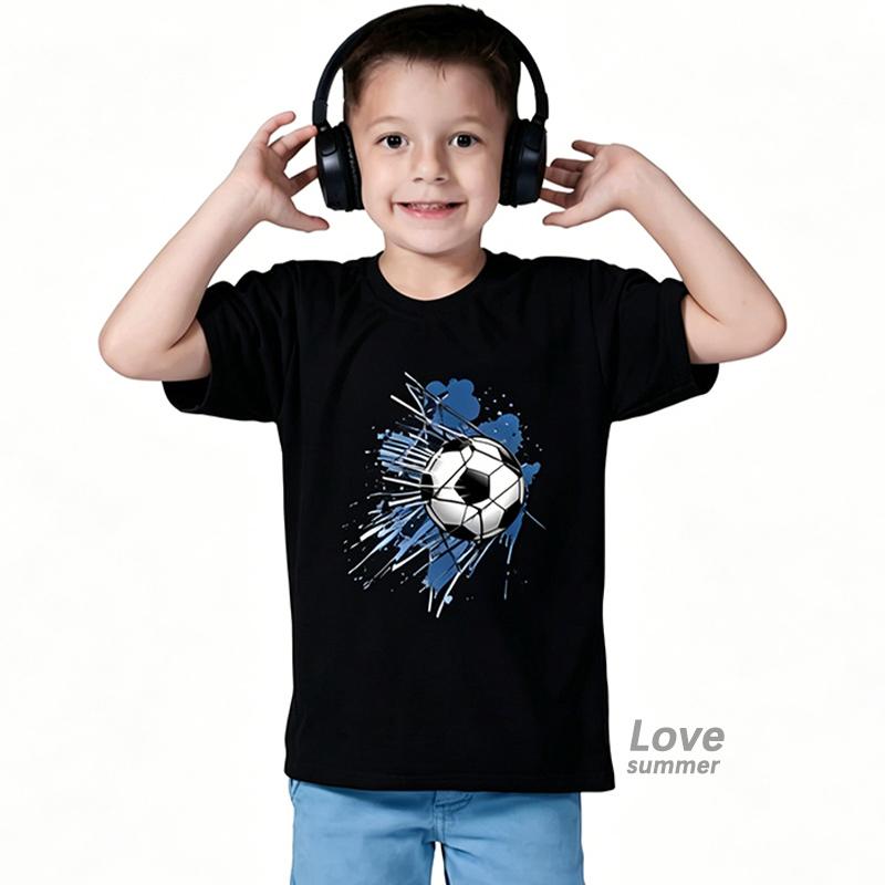 Football&birthday Print Kid T-shirt Casual Short Sleeve Child Tshirt Fashion Round Neck Child Tee Top Summer Clothes