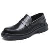 High-end men's leather shoes soft-soled formal wear business 2025 new black heightening leather casual groom wedding shoes men