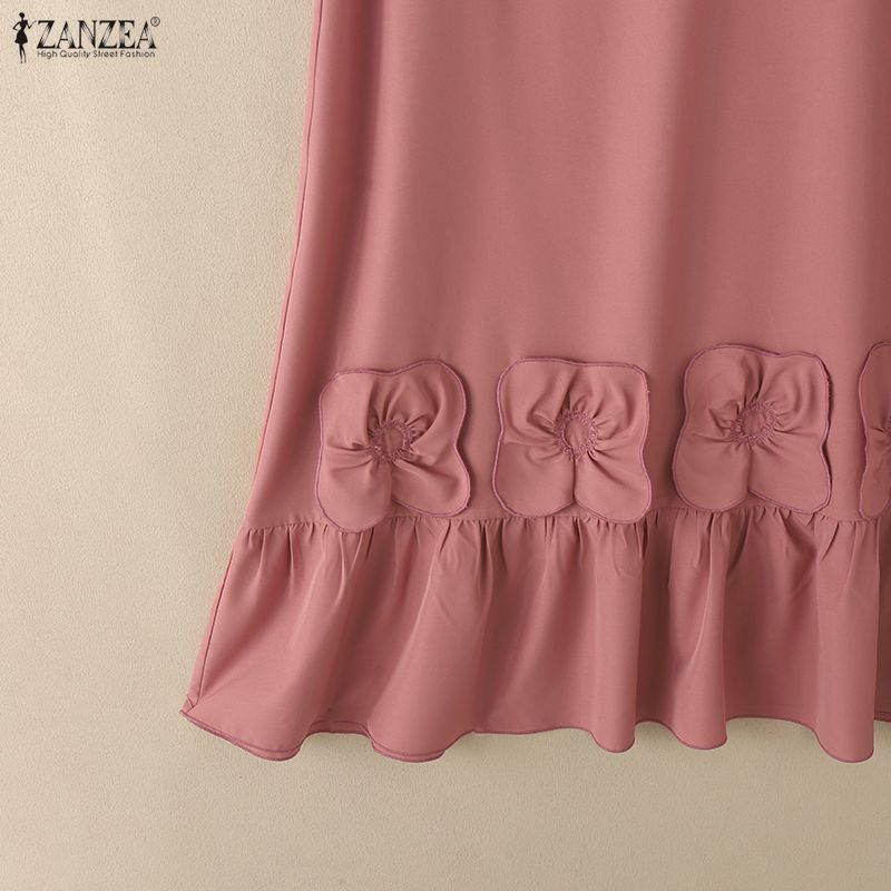 ZANZEA Women Casual Round Neck Summer Sleeveless Dress