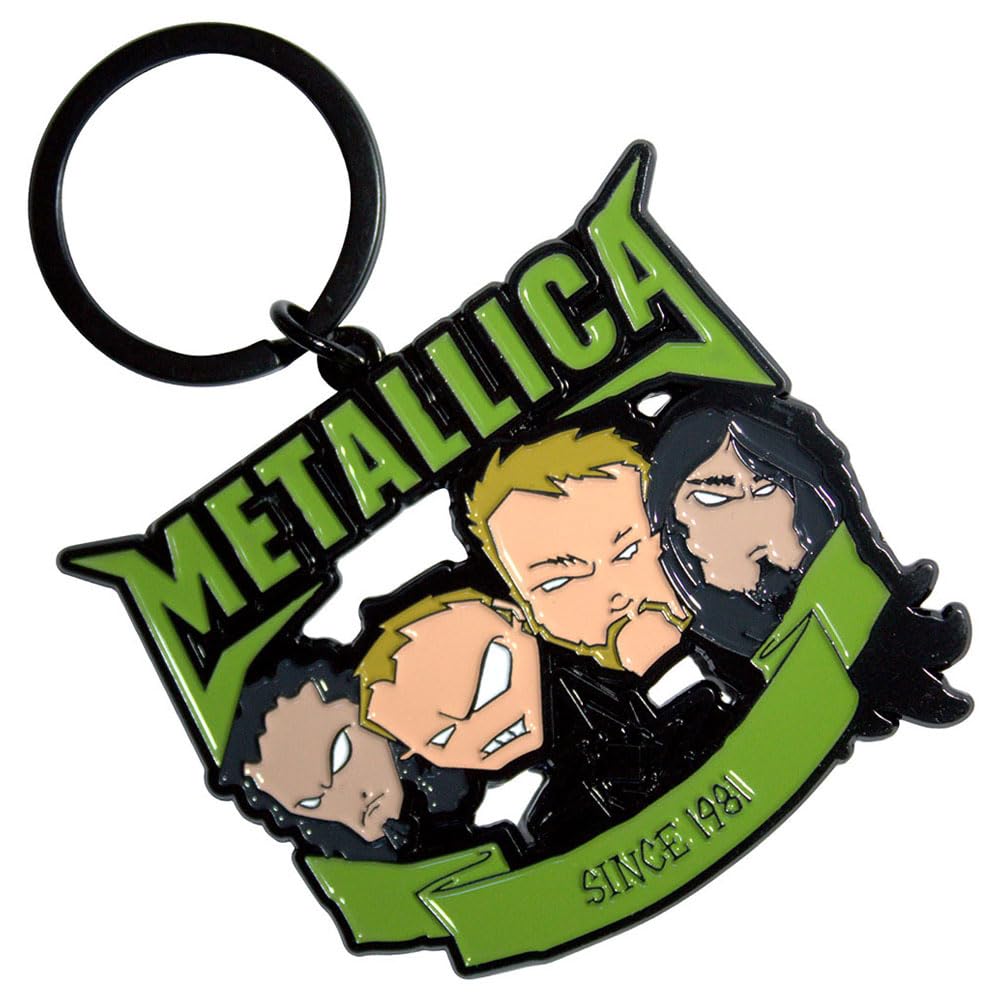 [Rock Off Officially Licensed Products] Metallica Since 1981 Heads Keychain Keychain Double Sided Size One Size, Green, Free Size