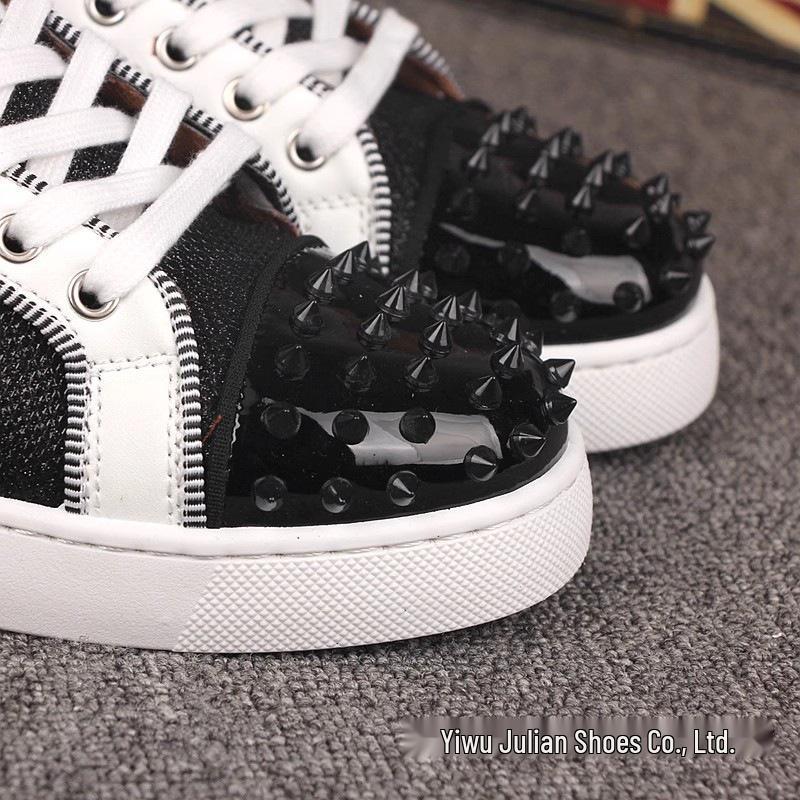 Spirited Young Men's 2025 Spring Red Bottom Luxury Skate Shoes with Studs - Trendy, Versatile Streetwear